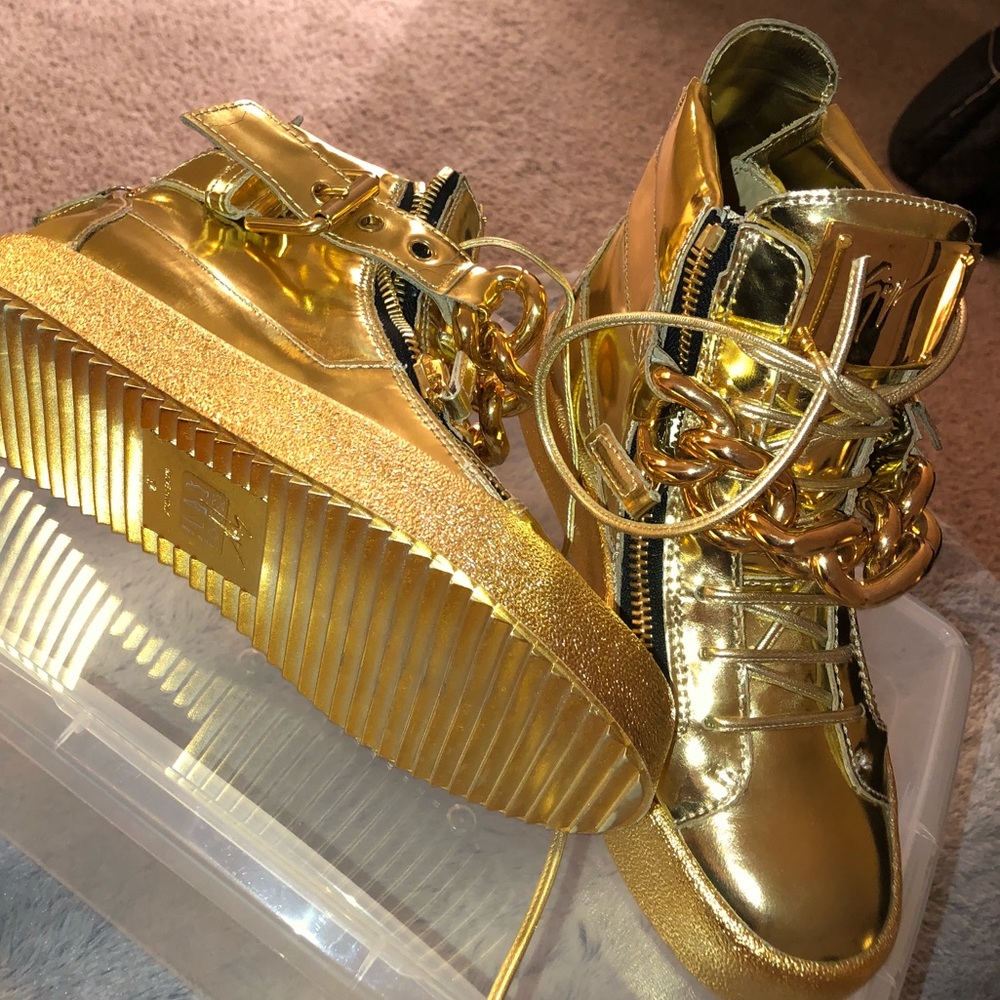 all gold giuseppe sneakers with chain for women